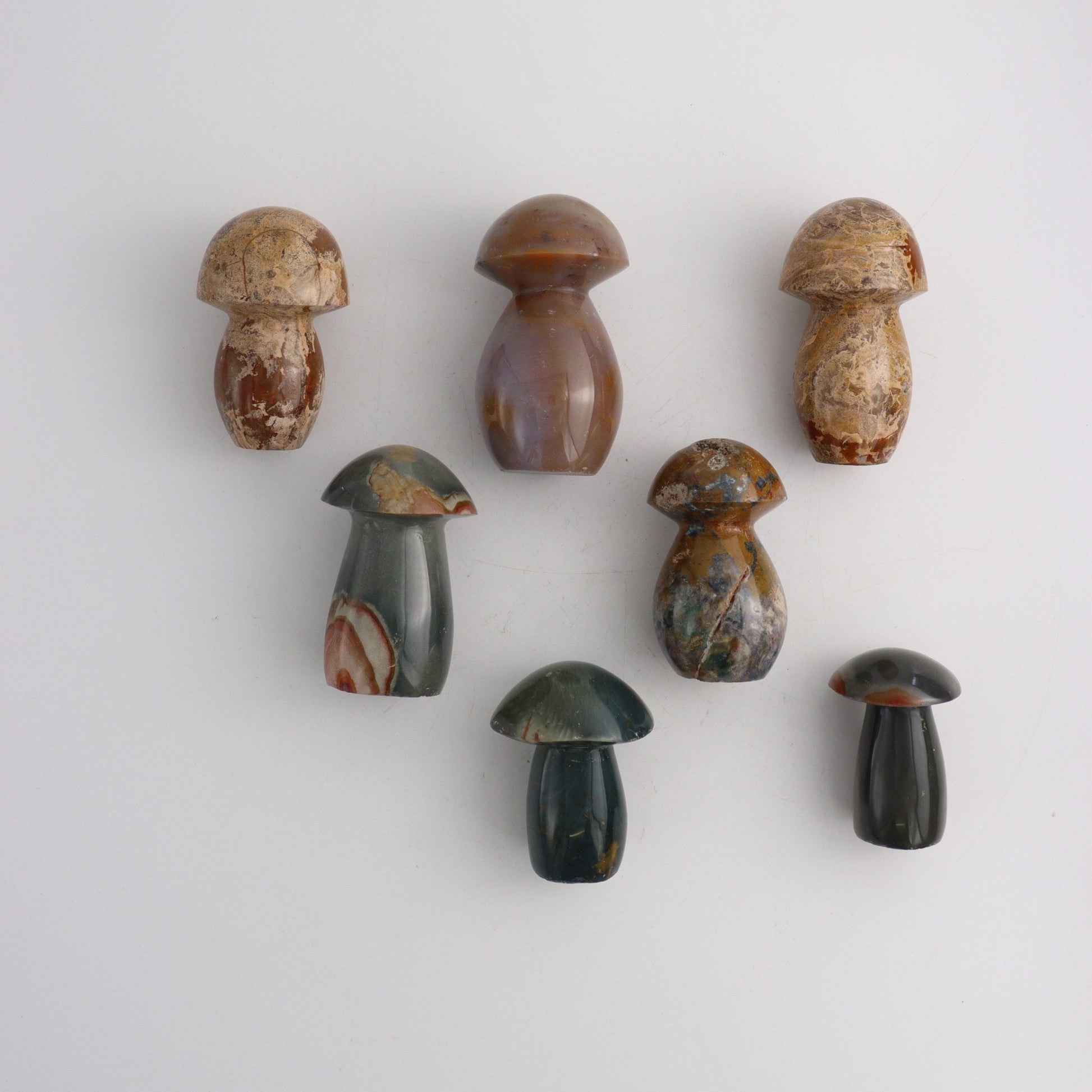 Polychrome Jasper Mushrooms - Expert Wholesale and Supplier of Wholesale Crystals & Bulk Gemstones, ["Madagascar","Mixed Carvings","Polychrome Jasper"]