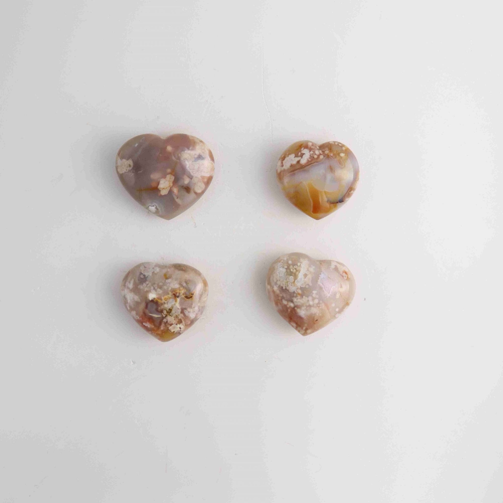 Flower Agate Heart Set - Expert Wholesale and Supplier of Wholesale Crystals & Bulk Gemstones, ["Flower Agate","Hearts","Madagascar"]