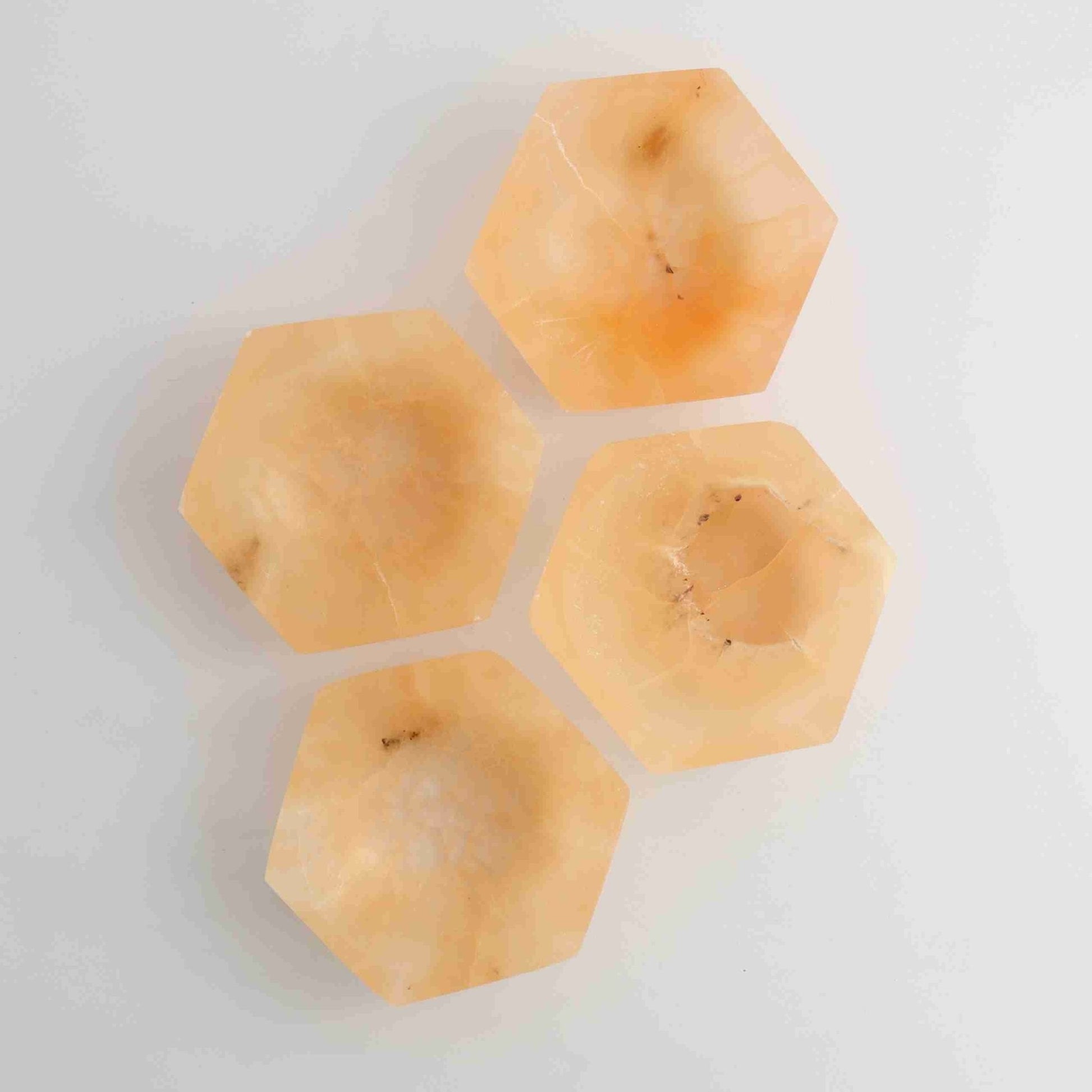 ONE Selenite Imperfect Peach Hexagon Bowl - Expert Wholesale and Supplier of Wholesale Crystals & Bulk Gemstones, ["Bowls","close_30","Morocco","Selenite"]