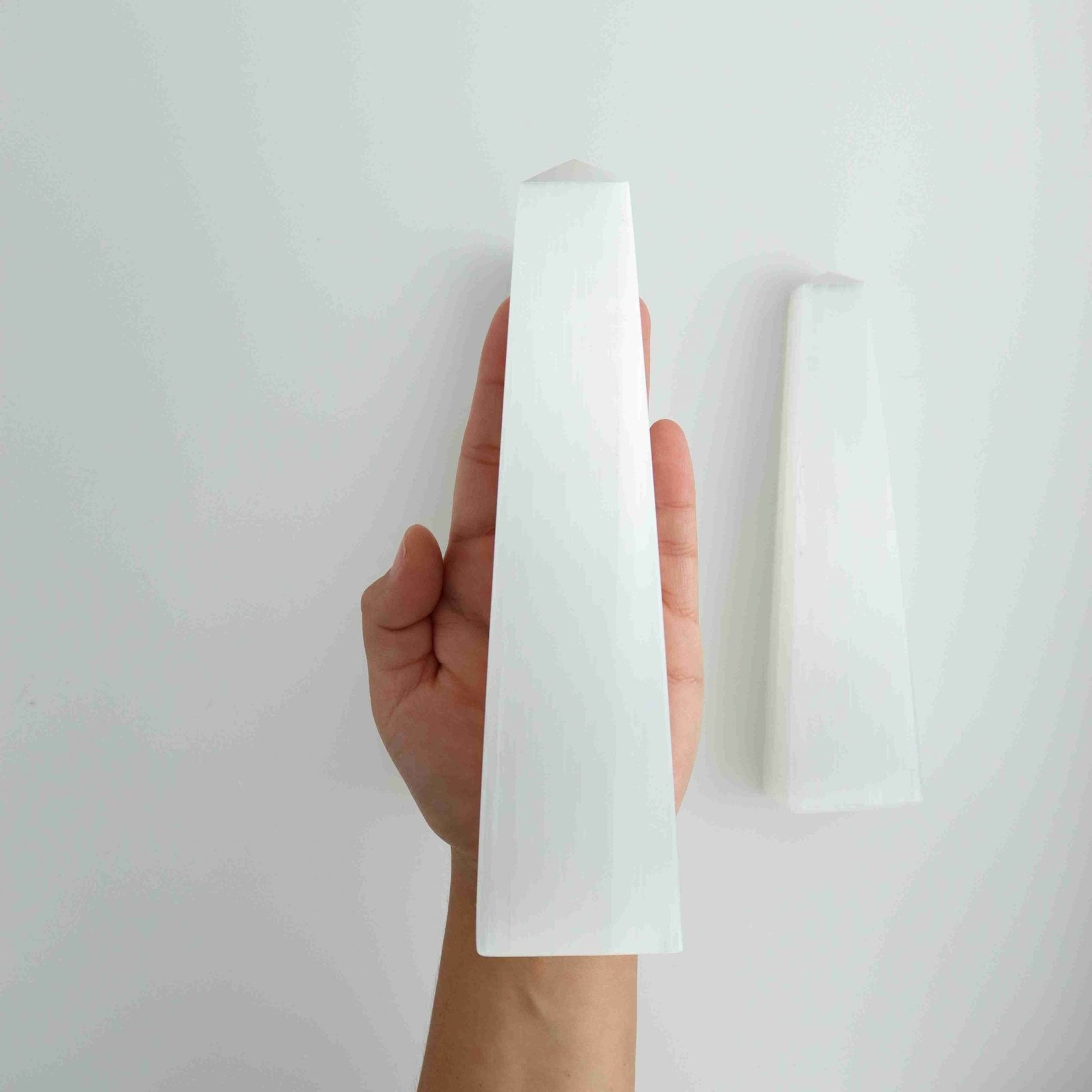 ONE Selenite/Satin Spar 20cm Tower - Expert Wholesale and Supplier of Wholesale Crystals & Bulk Gemstones, ["Morocco","Selenite","Towers"]