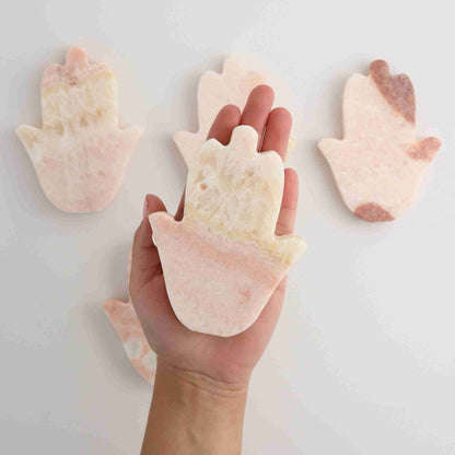 ONE Pink Onyx Hamsa - Expert Wholesale and Supplier of Wholesale Crystals & Bulk Gemstones, ["Mexico","onyx"]