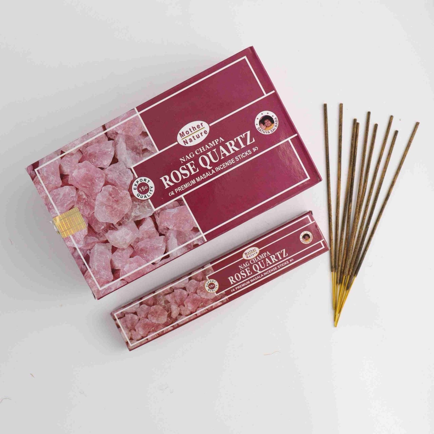 Rose Quartz Incense Sticks - 12 boxes with 15g each - Expert Wholesale and Supplier of Wholesale Crystals & Bulk Gemstones, ["Incense"]