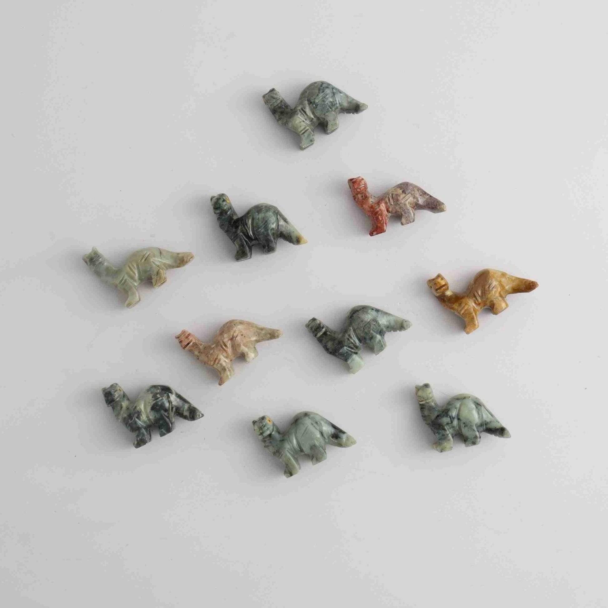Soapstone Dinos Set of 10 - Expert Wholesale and Supplier of Wholesale Crystals & Bulk Gemstones, ["Animal Carvings","Peru","Soapstone"]