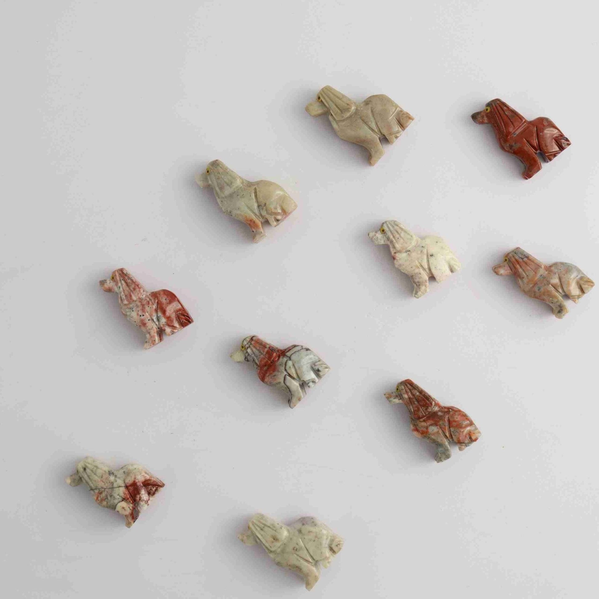 Soapstone Dog Set of 10 - Expert Wholesale and Supplier of Wholesale Crystals & Bulk Gemstones, ["Animal Carvings","Peru","Soapstone"]