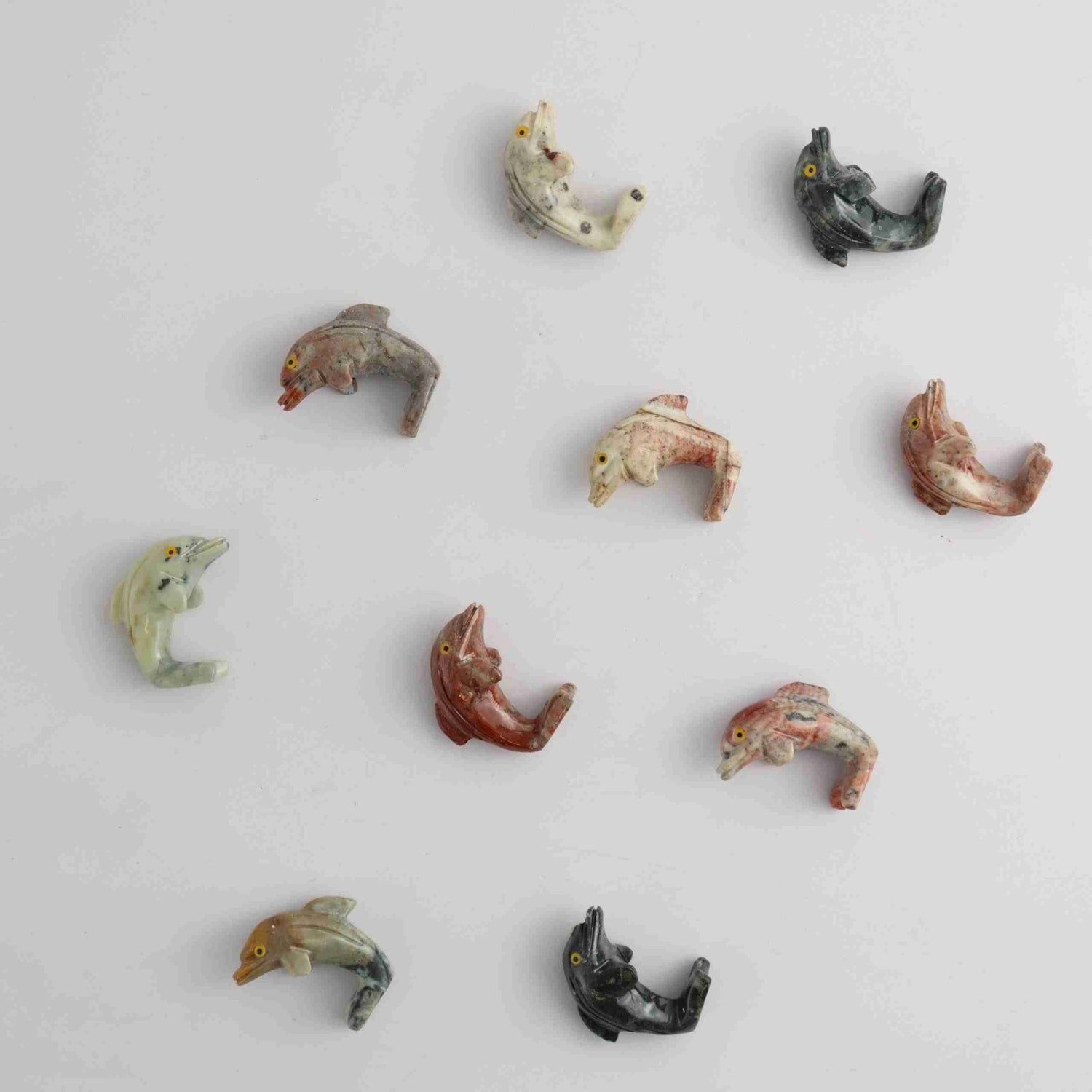 Soapstone Dolphins Set of 10 - Expert Wholesale and Supplier of Wholesale Crystals & Bulk Gemstones, ["Animal Carvings","Peru","Soapstone"]