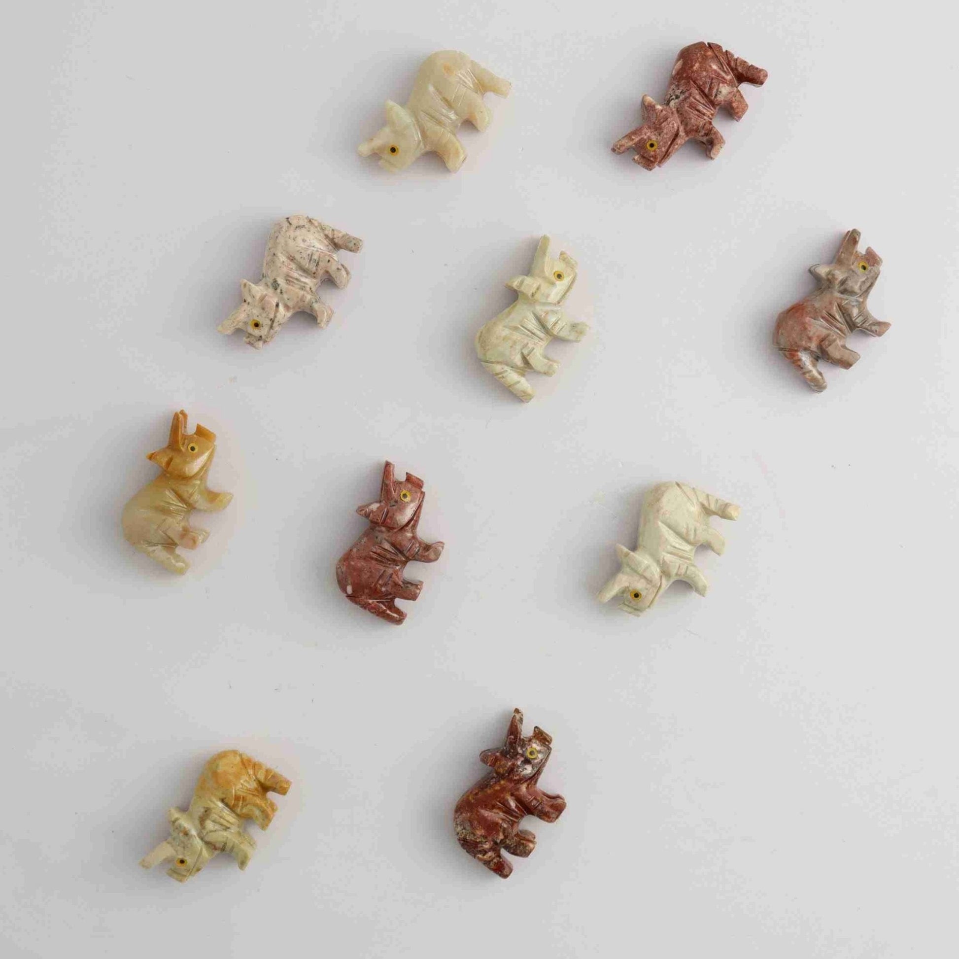 Soapstone Horned Dino Set of 10 - Expert Wholesale and Supplier of Wholesale Crystals & Bulk Gemstones, ["Animal Carvings","Peru","Soapstone"]