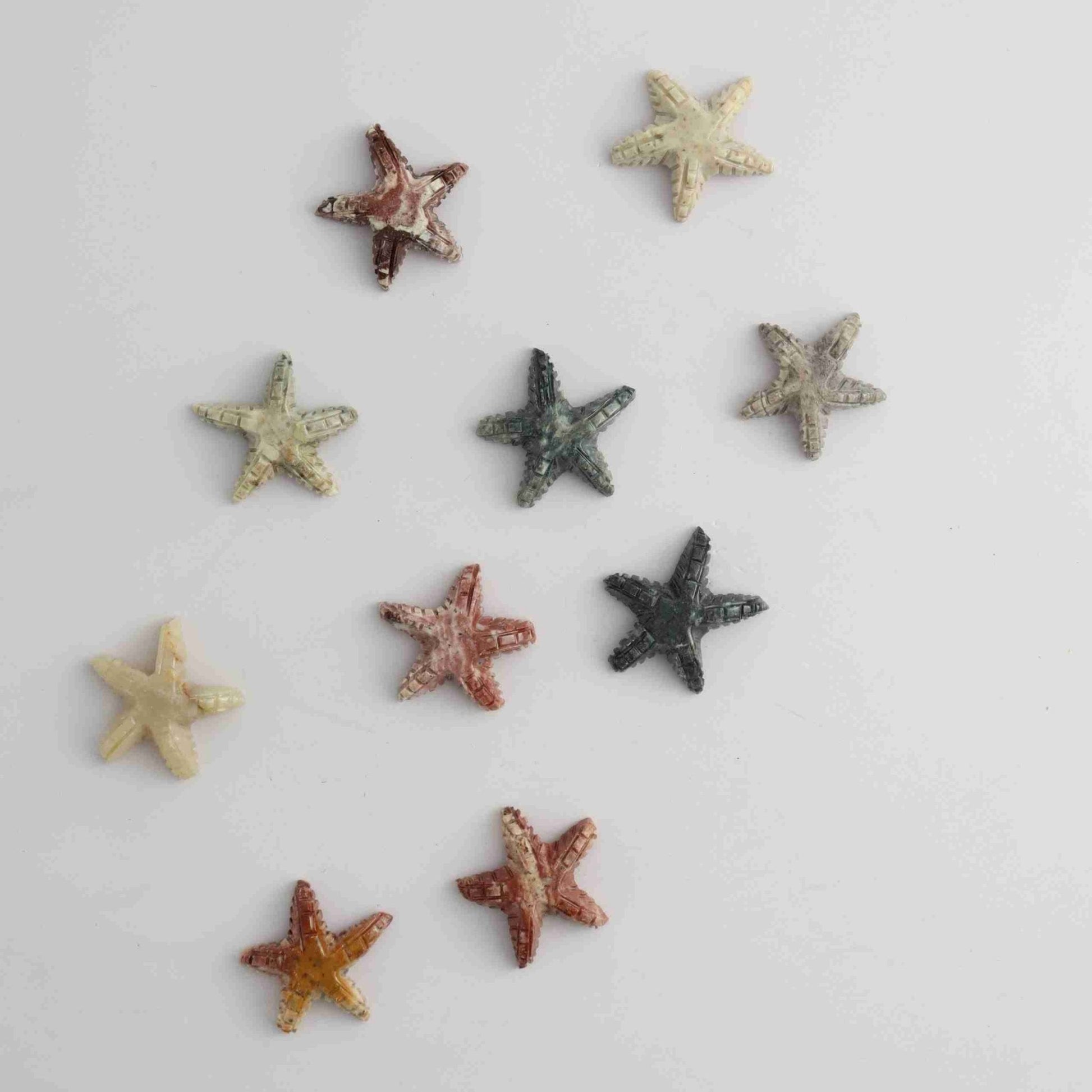 Soapstone Starfish Set of 10 - Expert Wholesale and Supplier of Wholesale Crystals & Bulk Gemstones, ["Animal Carvings","Peru","Soapstone"]