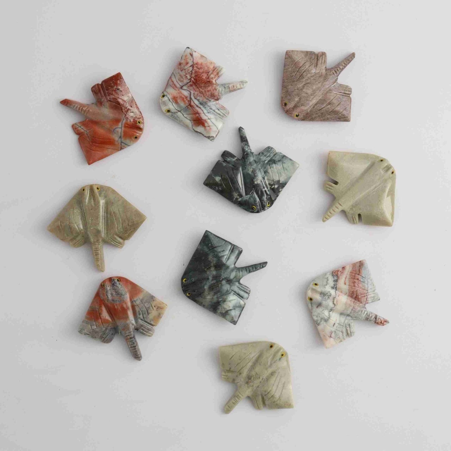 Soapstone Stingray Set of 10 - Expert Wholesale and Supplier of Wholesale Crystals & Bulk Gemstones, ["Animal Carvings","Peru","Soapstone"]
